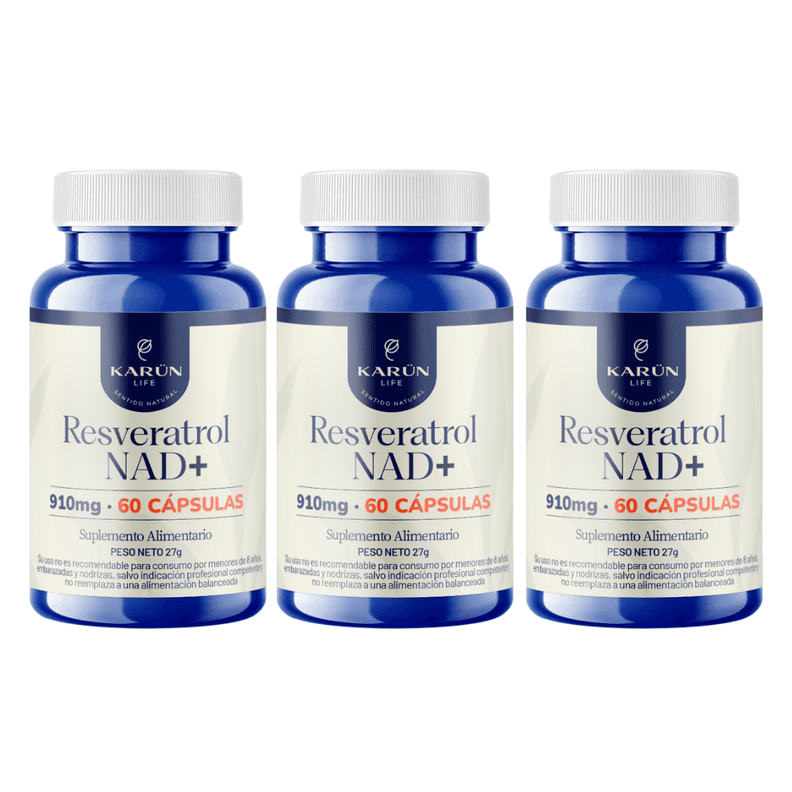 Pack X3 Resveratrol Nad 180 Capsulas Karun Life