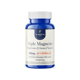 Triple Magnesio Bisglicinato, Citrato , Taurato 400mg 60 Cap Karun Life