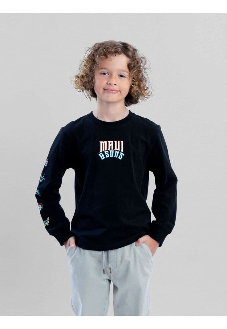 Polera ML Skull Riders Negro Infantil Maui And Sons 6