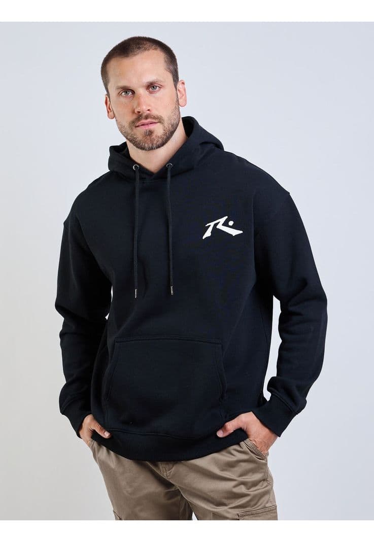 Poleron Canguro R Logo Hoodie Negro Hombre Rusty L