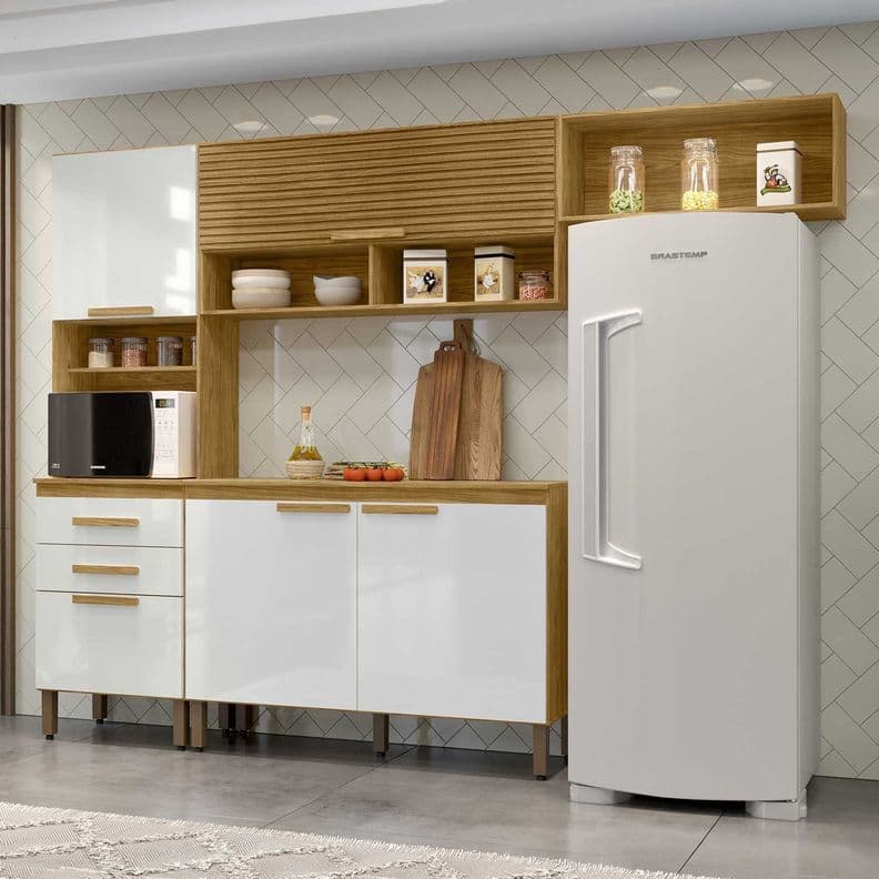 Kit Mueble de Cocina Mery Ann Marrocos/ Off white 258,8 196,2x38,1x256,4 Cafe Claro