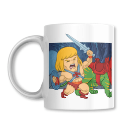 Taza He Man Battle Cat Skeletor Amos del Universo Tazon 325ml Blanco