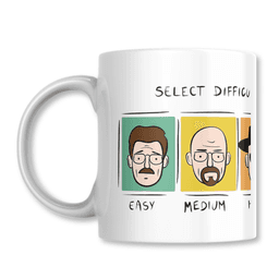 Taza Walter White Difficulty Level Breaking Bad Tazon 325ml Blanco