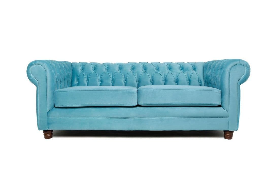 Sofa 3 Cuerpos Chesterfield Velvet Turquesa