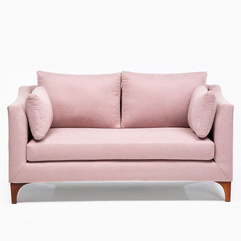 Sofa 2 Cuerpos Grecia Tela Rosa Rosado Pastel