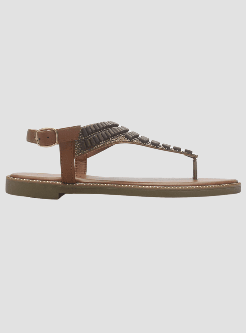 Sandalia Mujer Casual Camel Chalada Buckel-5 37