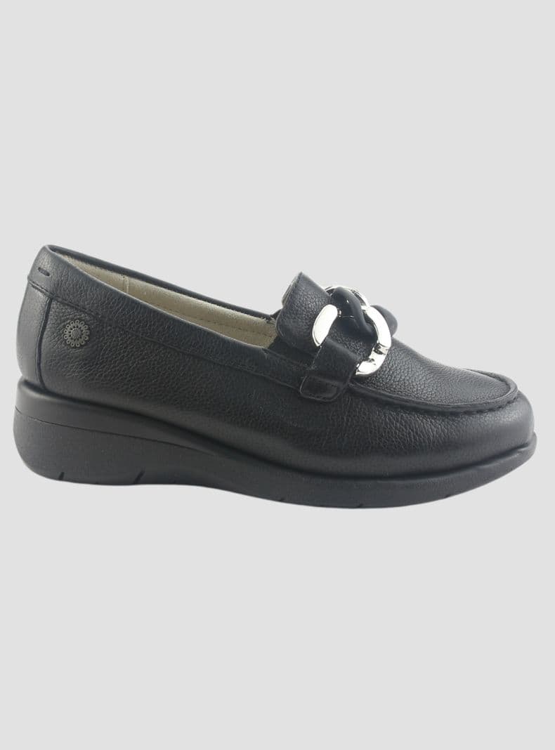 Mocasin de Cuero Chalada Mujer Cala-4 Negro Casual 39