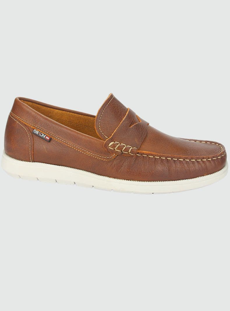 Mocasin Ferracini Hombre 4952 Euro Cafe Claro Casual 38