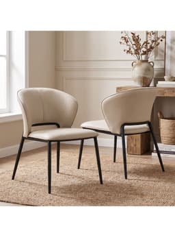 Juego De 2 Sillas Giovanna Comedor Tapizadas PU Patas Acero Beige Set