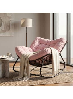 Sillon Mecedor Silla Mecedora Sitial Moderna Talla Xxl Rosa Liso