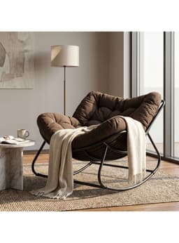 Sillon Mecedor Silla Mecedora Sitial Moderna Talla Xxl Marron Liso