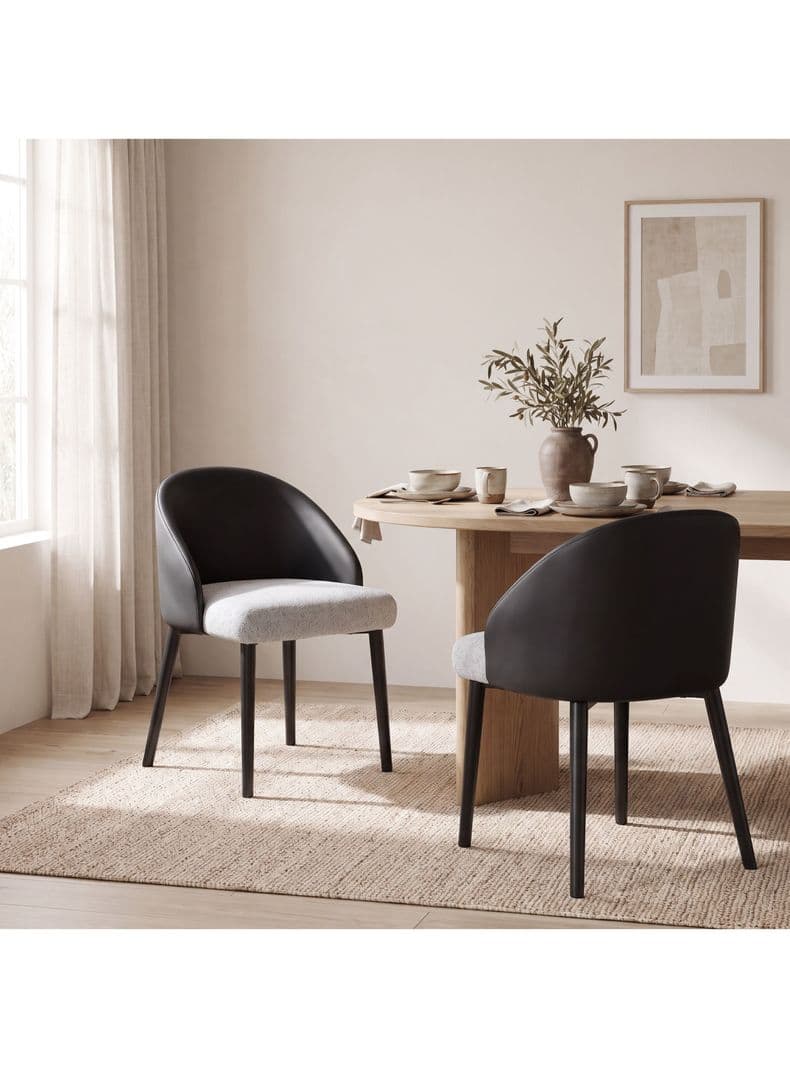 Juego De 2 Sillas Isadora Comedor Tela Pu Con Patas De Acero Negro Set