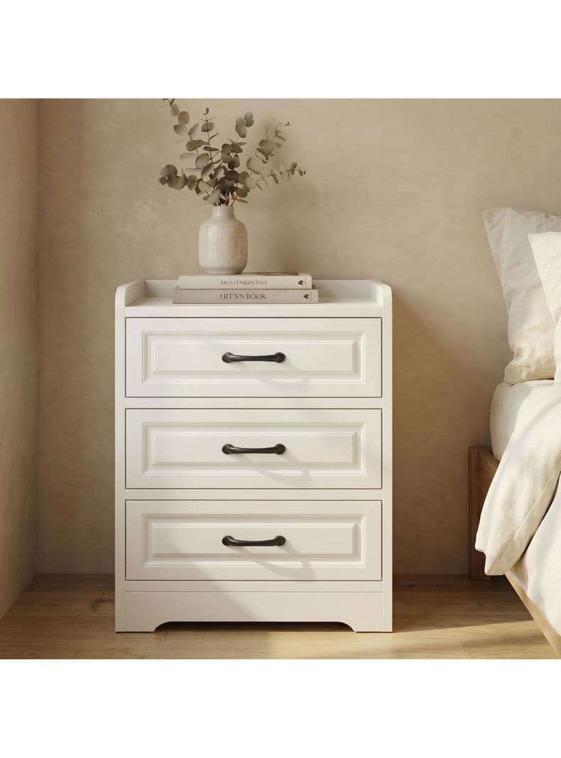 Velador 3 Niveles Con Cajones Homer Design 40*36*49 Blanco