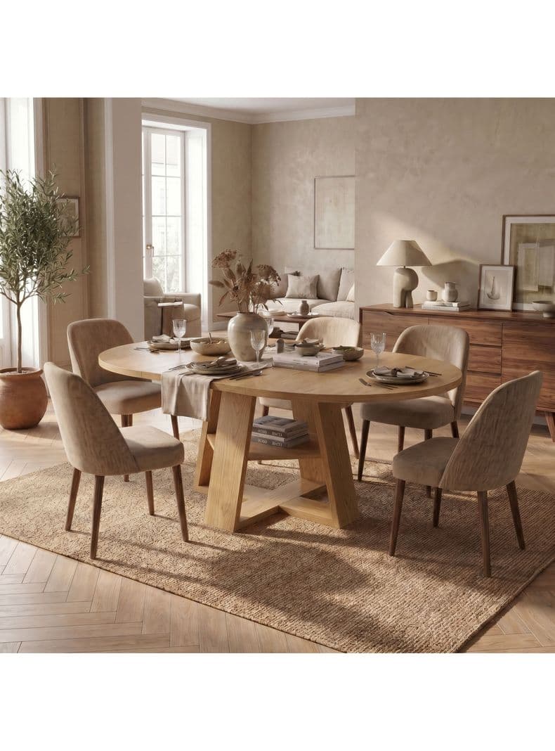 Mesa Comedor Isidora Extendible 110-150cm Con Almacenamiento Marron Claro