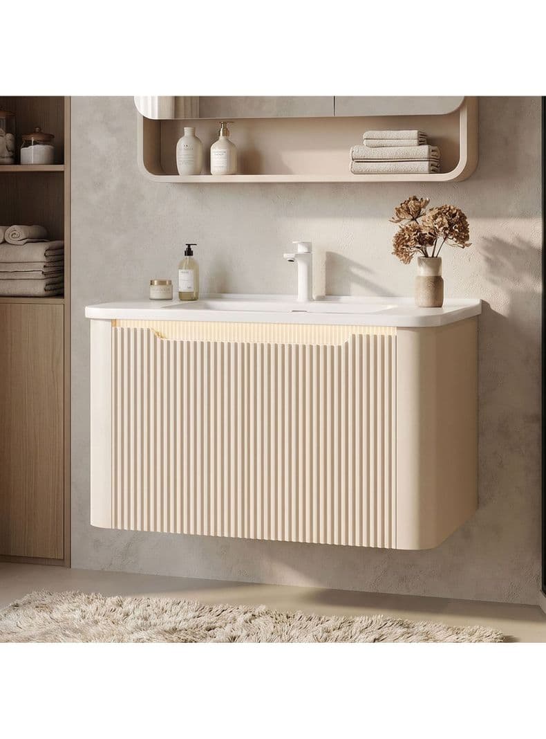 Vanitorio Hecho Por Panel Alumunio Con Luz De Movimiento 80a Beige Un Agujero
