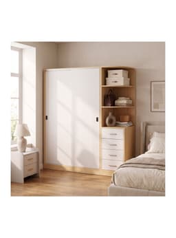 Closet Theo Con Puertas Correderas Y Cajones Para Dormitorio Cafe