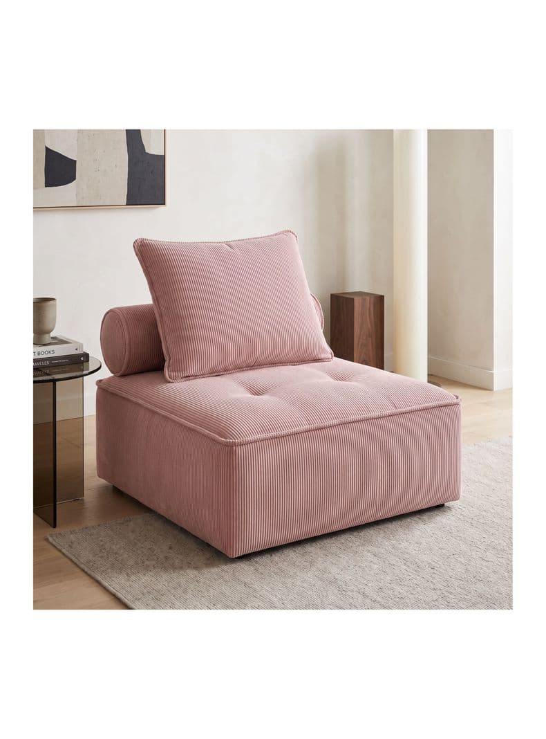 Sofa Lucia Modular Individual 85x85x85 Cm Sin Brazos Rayado Rosado
