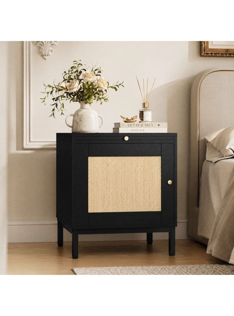 Velador Con Puerta Diseno Tejido Norte Americano 48*40*57cm Negro