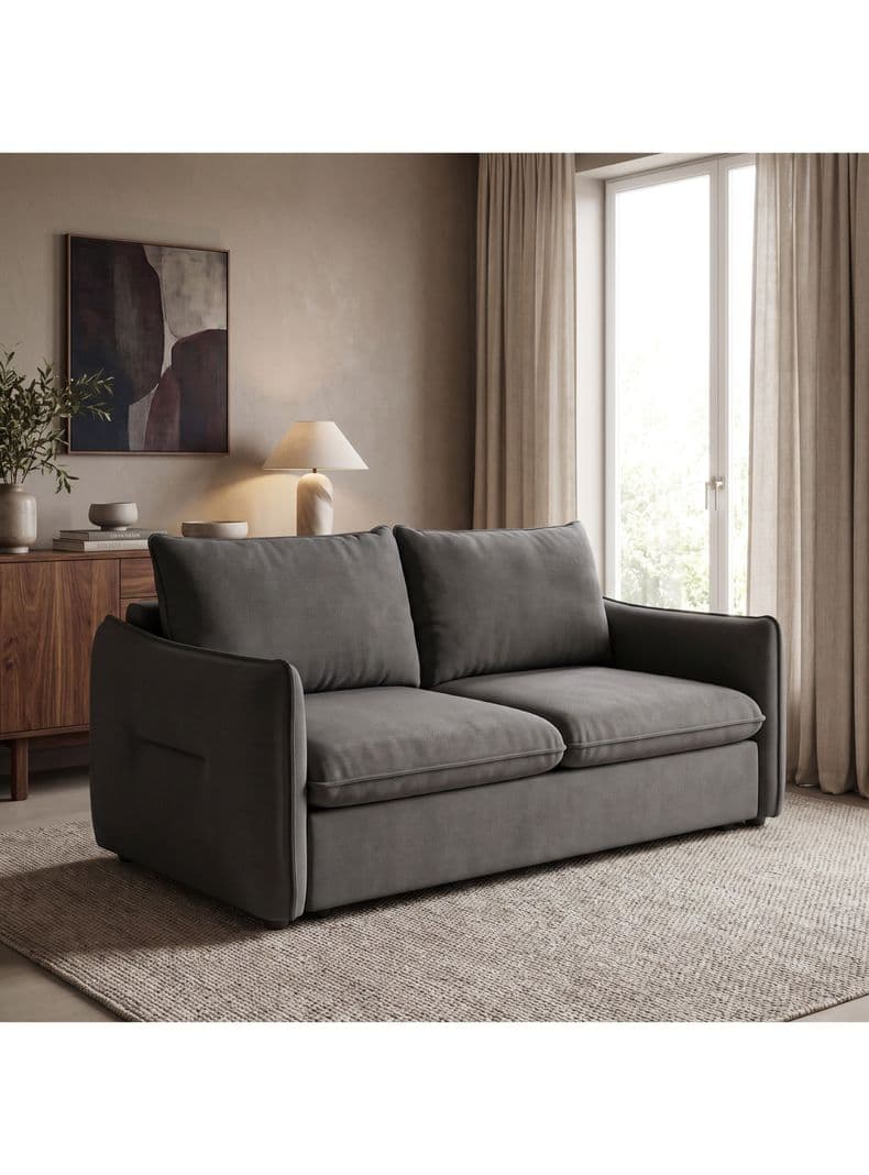Valentina Sofa Cama 3 Cuerpos Con Colchon Integrado 195 Cm Gris Oscuro