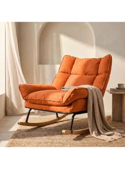 Sillon Mecedor Silla Mecedora Sitial Reclinable Tela Suave Naranja