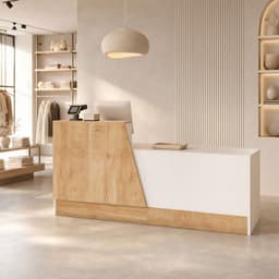 Escritorio Caja Registradora Mueble Para Recepcion 160cm Marron/blanco SYT005ZUO A+B