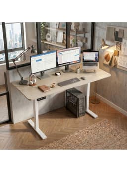 Escritorio Altura Ajustable Electrico 140cm Profesional Color Arce Homer Design Hrsjz002