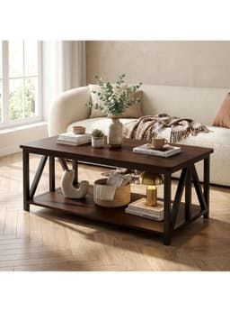 Mesa De Centro Minimalista Con Cubierta De Melamina 100cm Color Marron Oscuro