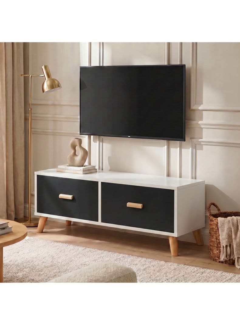 Rack Tv 100x30x40cm 2 Tiras Hecho Por Melamina Homer Design Negro