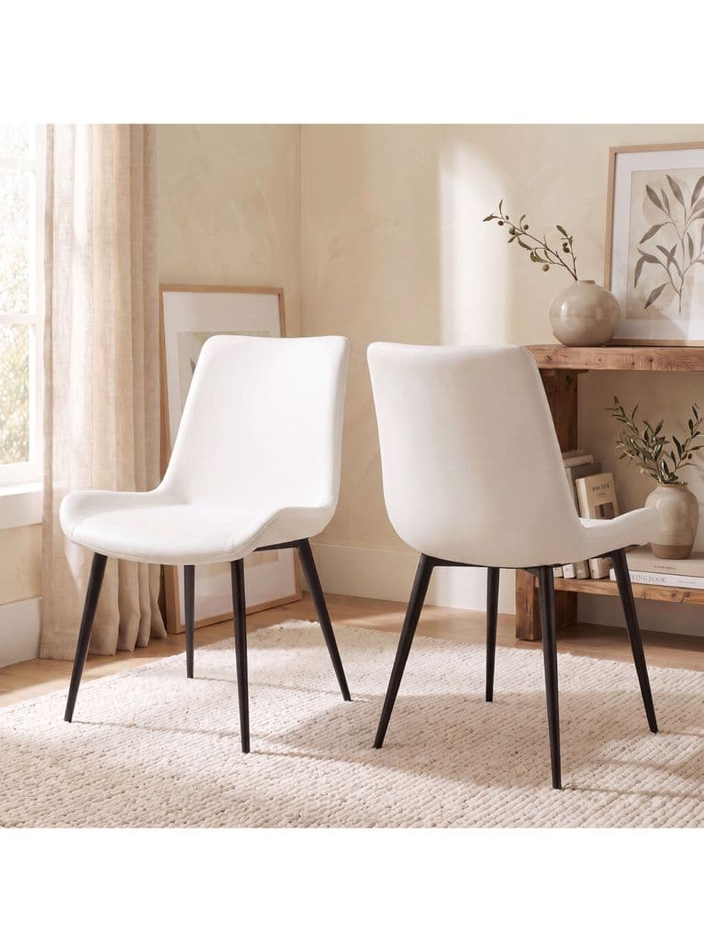 Juego De 4 Sillas Valentina Comedor Tapizadas Pu Patas Acero Blanco Set