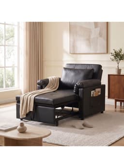 Sillon Cama Individual Extensible Reclinable 3 En 1 Compacto Negro