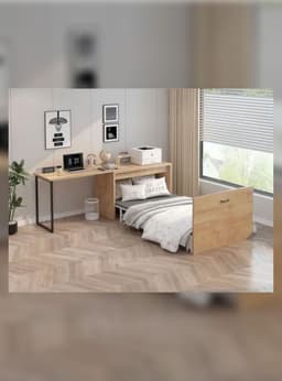Escritorio Funcional Para Studio Con Cama Plegable 220cm Marron