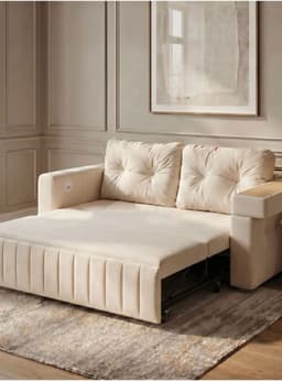 Sofa Cama 2 Cuerpo Alcenamiento Cama 1.5 Plazas Con Cargador SFCM202507 BLANCO