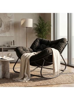 Sillon Mecedor Silla Mecedora Sitial Moderna Talla Xxl Negro Liso