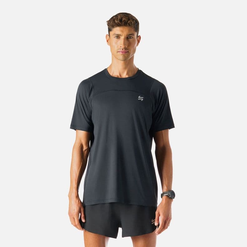 Polera manga corta running hombre Built To Move Negro XL