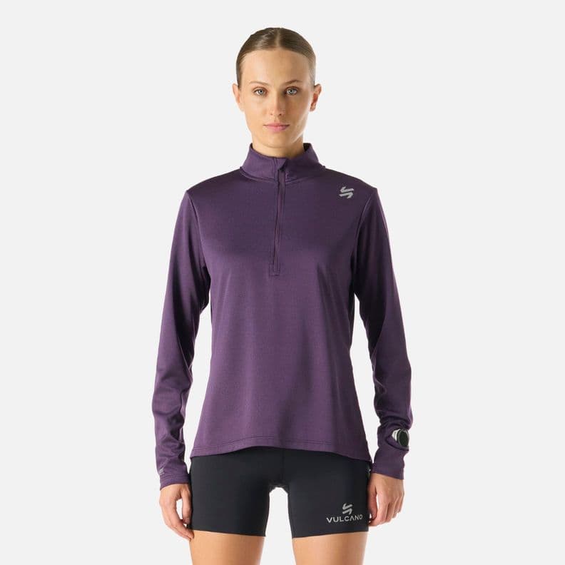 Poleron Mujer Built To Move 1/4 Zip Midlayer Morado Oscuro Vulcano L