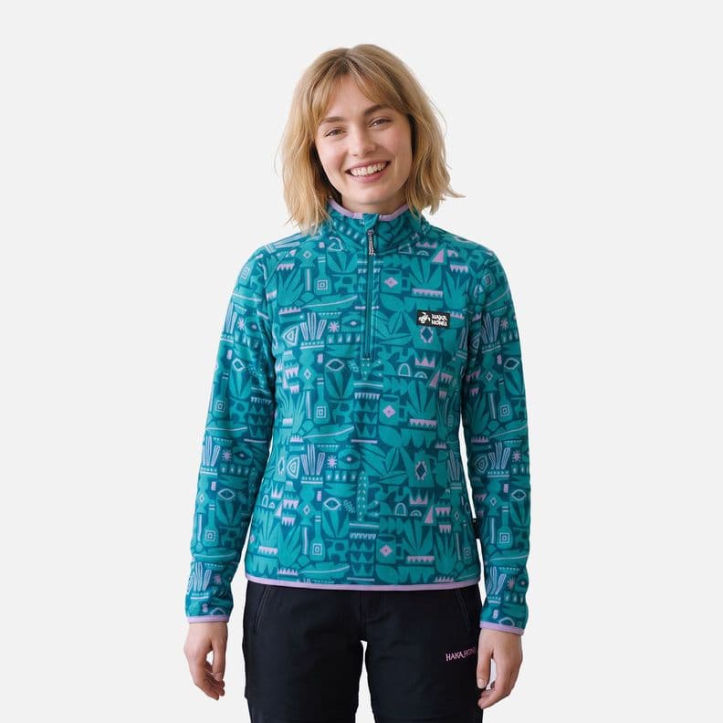 Poleron Mujer Taina Print Turquesa Haka Honu V27 S