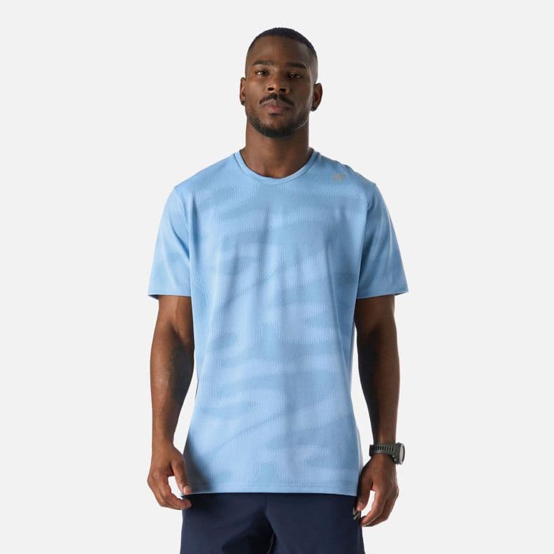 Polera manga corta running sin costuras hombre Built To Move Celeste S