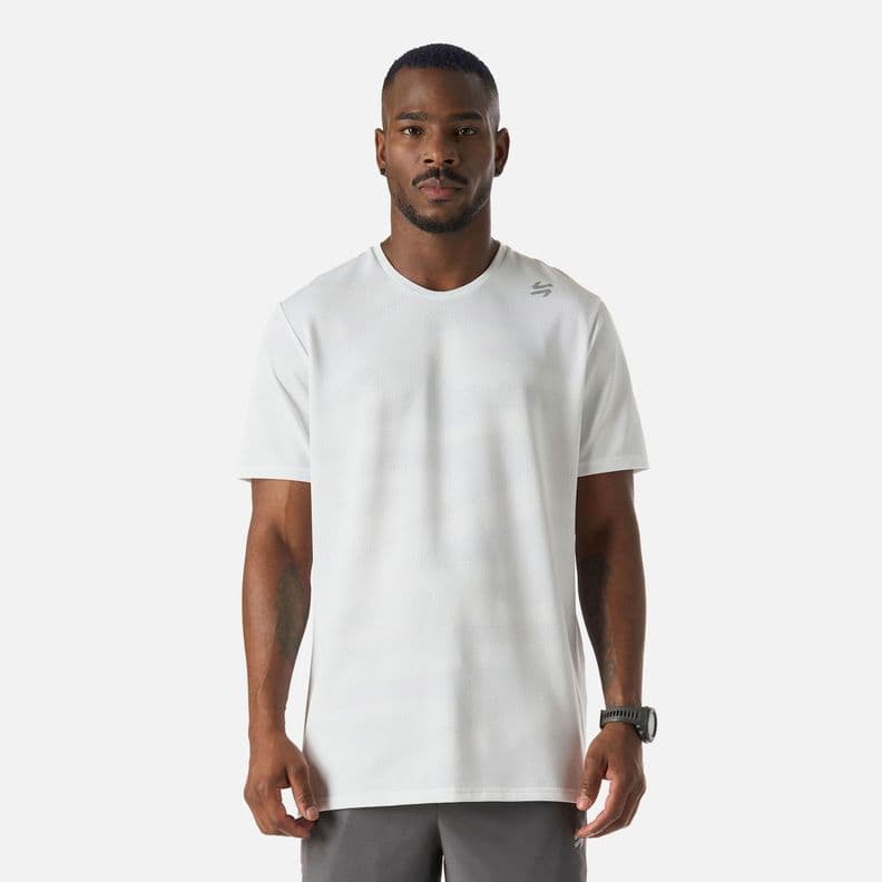 Polera manga corta running sin costuras hombre Built To Move Blanco L