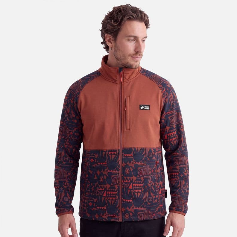 Poleron Hombre Taina Full Zip Print Terracota Haka Honu V27 XL