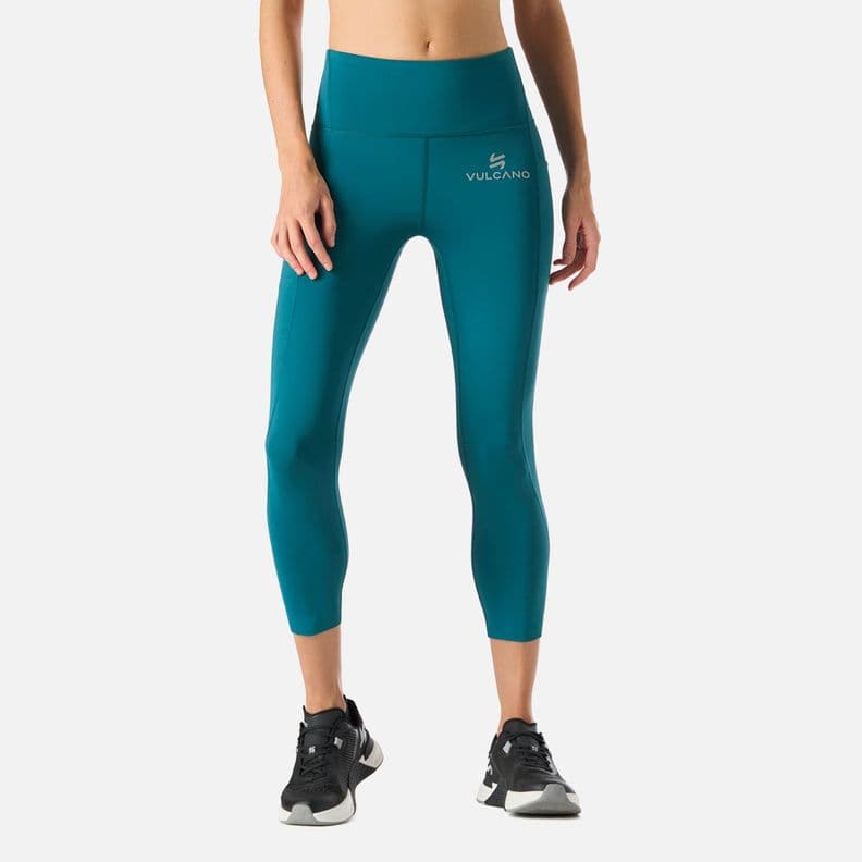 Calza Deportiva de tiro alto 3/4 mujer Built To Move Azul Petroleo XS
