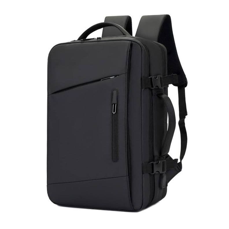 Mochila Cabina 48x30x25 Avion Deluxe Expandible Impermeable Negro
