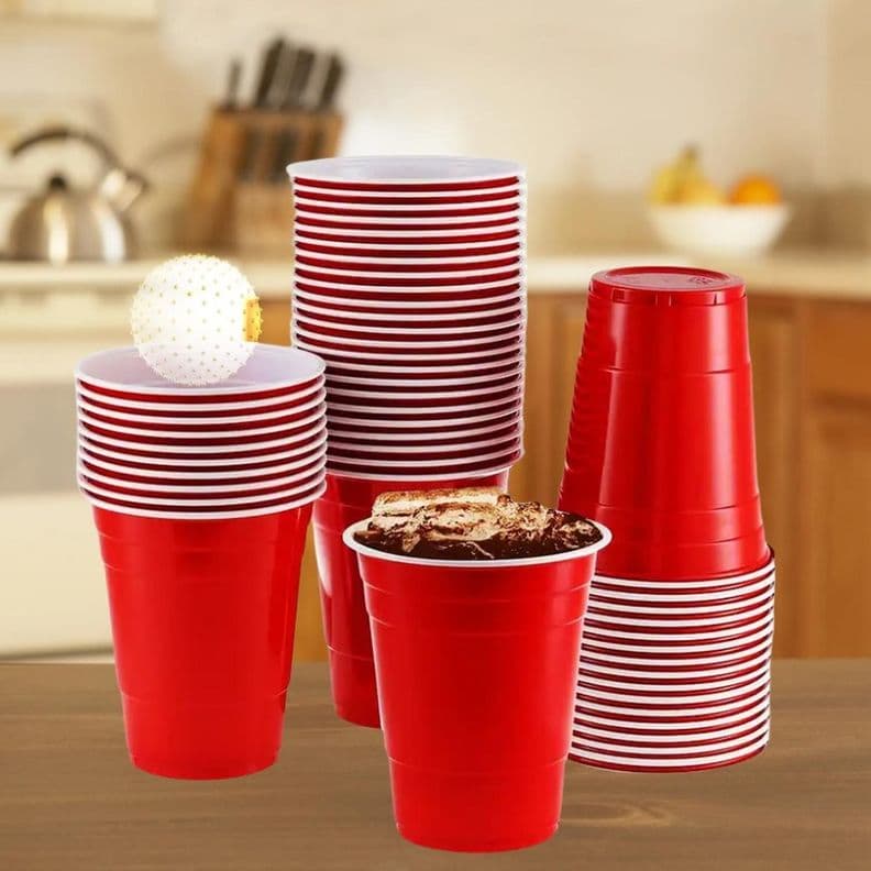 Vaso Plastico Rojo Desechable Fiesta 450 ml x 50 uds 16 oz