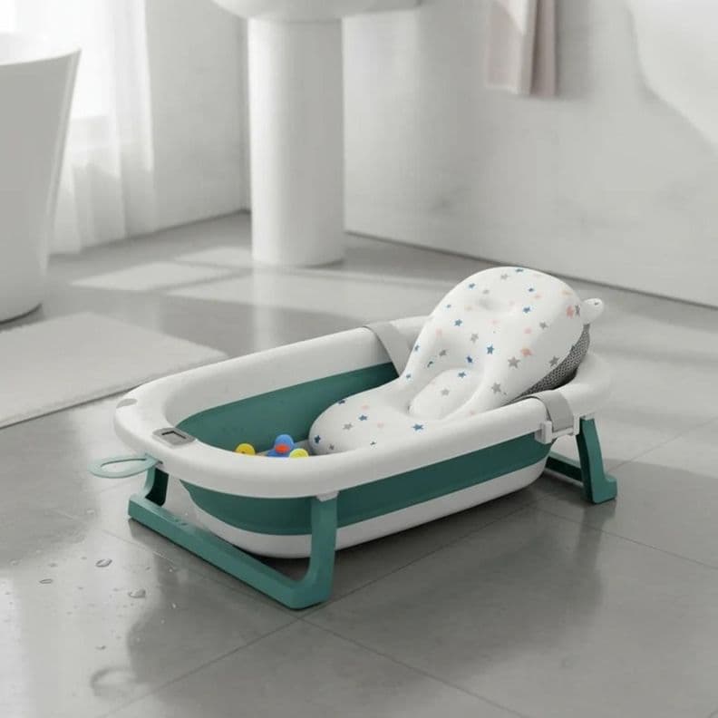 Banera Plegable Bebe + Malla + Termometro | Jagima Verde 1-4 Anos