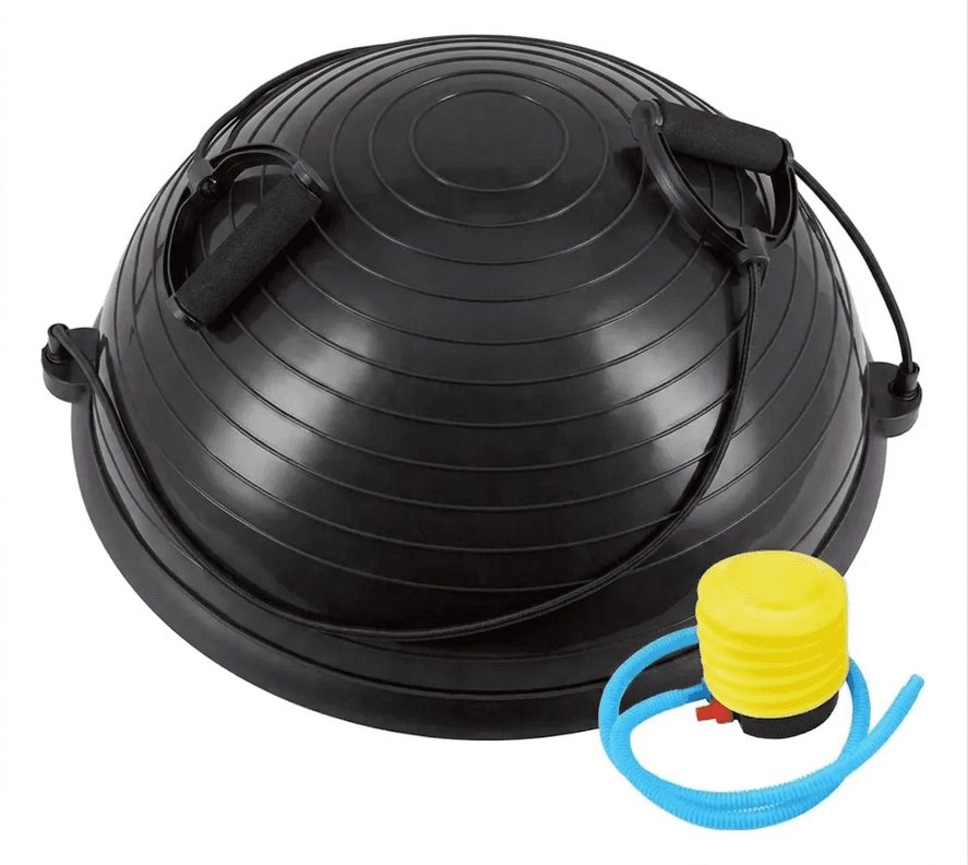 Bosu Ball Black con Inflador y Manillas Negro
