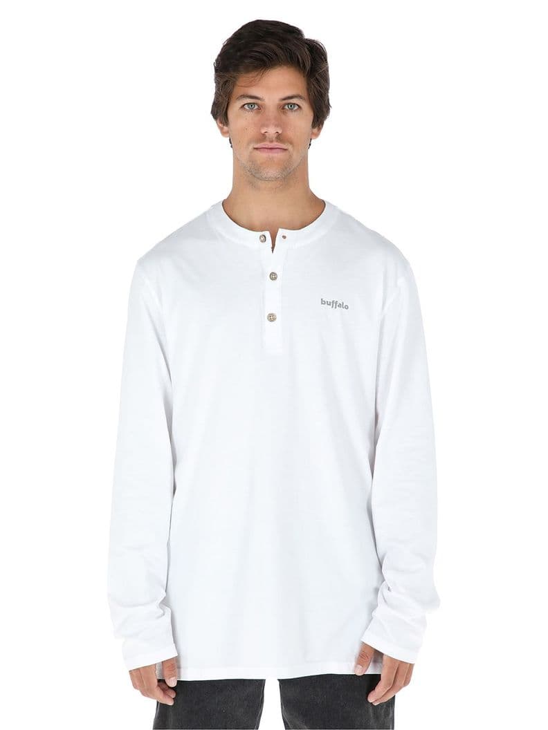 Polera Manga Larga Picuda Hombre Buffalo Blanco M