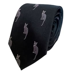 Corbata seda negra Gatos Grafito