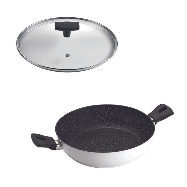 SET Wok 2 Asas 24cm Antiadherente con Tapa Daily Blanco