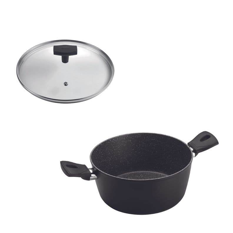 SET Olla 2 Asas 24cm Antiadherente Negro con Tapa Daily