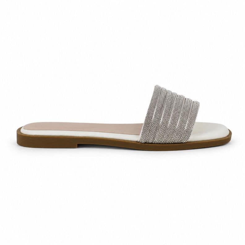 Sandalia Plana de Mujer Punta Abierta Verano 6041 Blanco 39