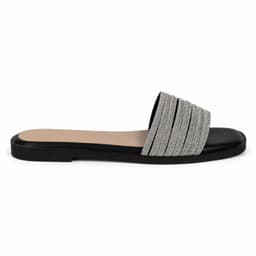 Sandalia Plana de Mujer Punta Abierta Verano 6041 Negro 37
